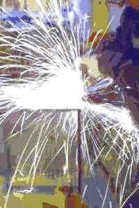 cutting a computer case with angle grinder circa 2002