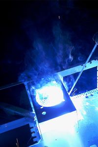 welding a custom computer case circa 2002